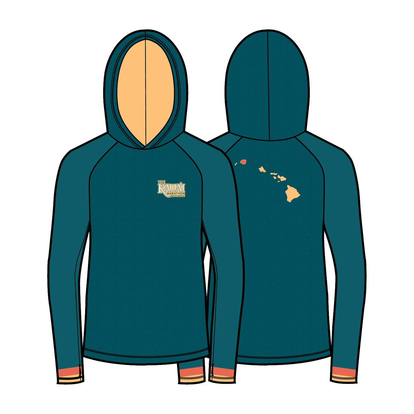 Men's Performance Base Layer Hoody - Teal Islands