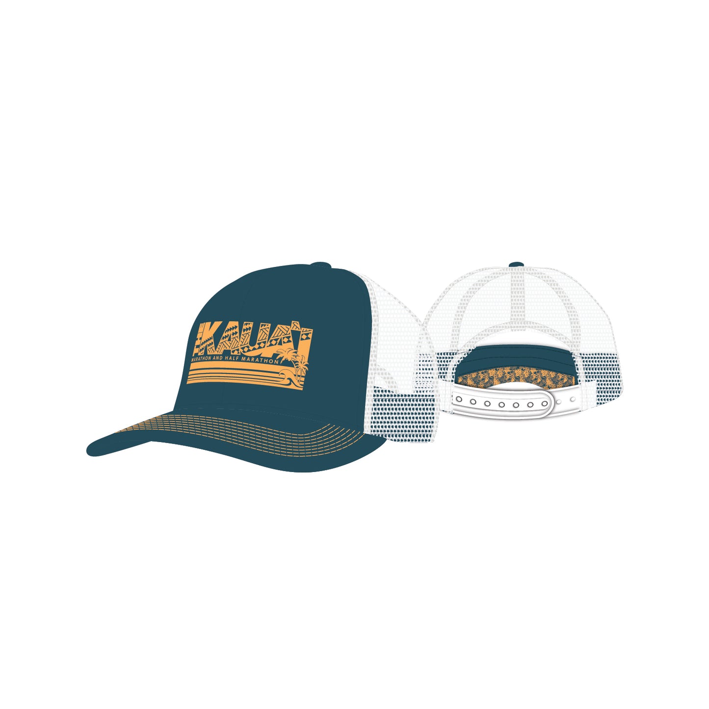 Running Trucker Hat - Blue/Tangerine Floral