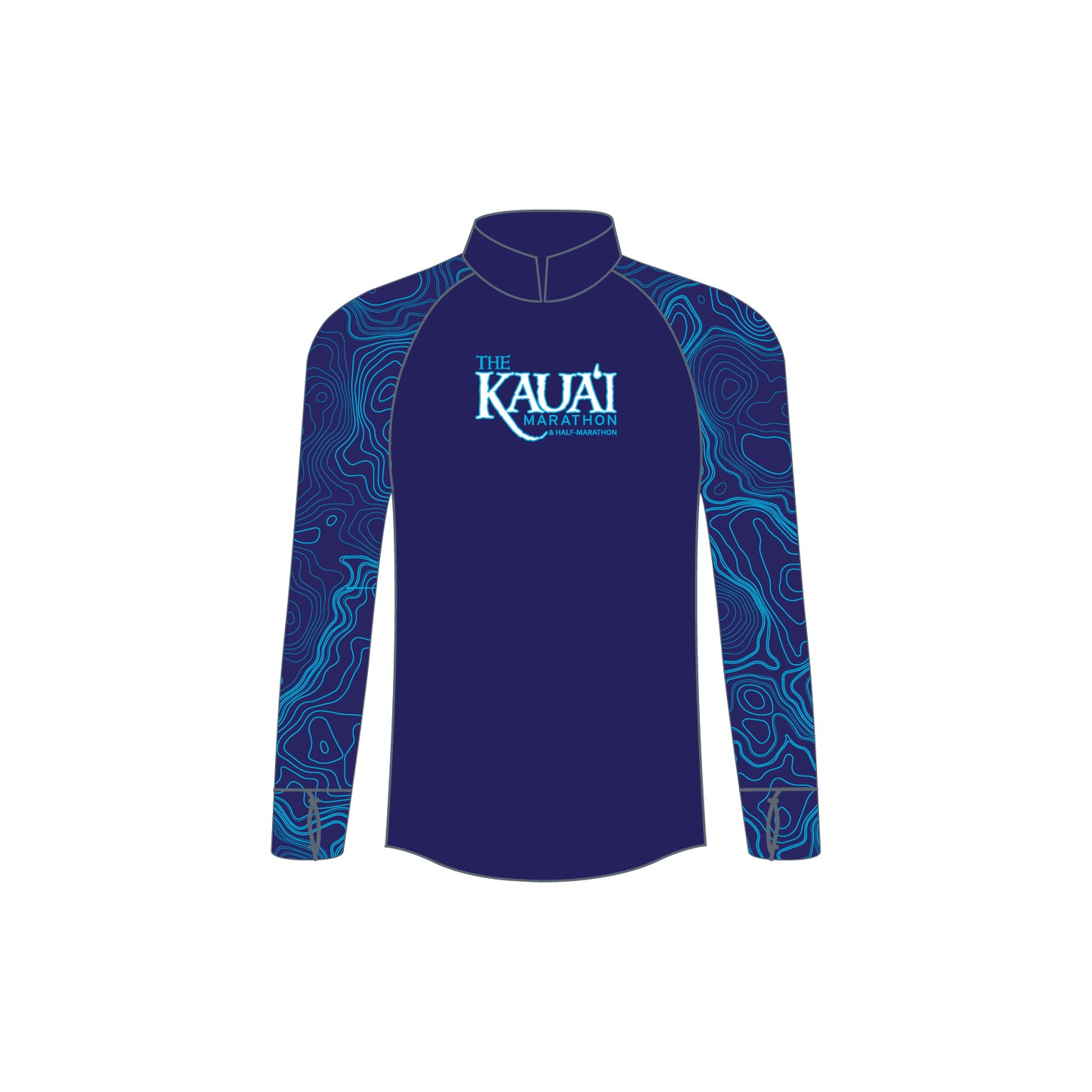 Mens Performance Quarter Zip - Blue Topo