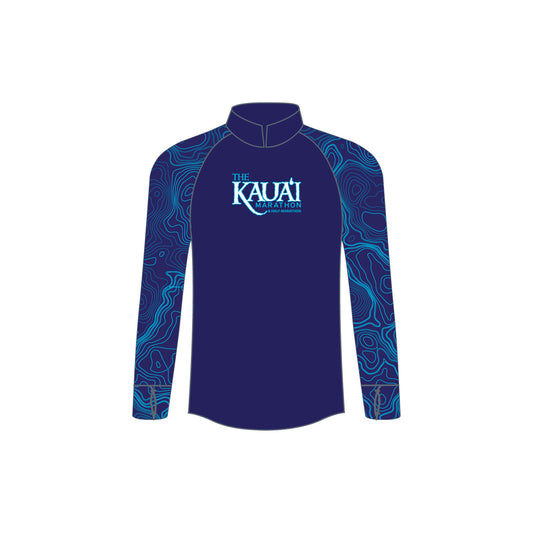 Mens Performance Quarter Zip - Blue Topo