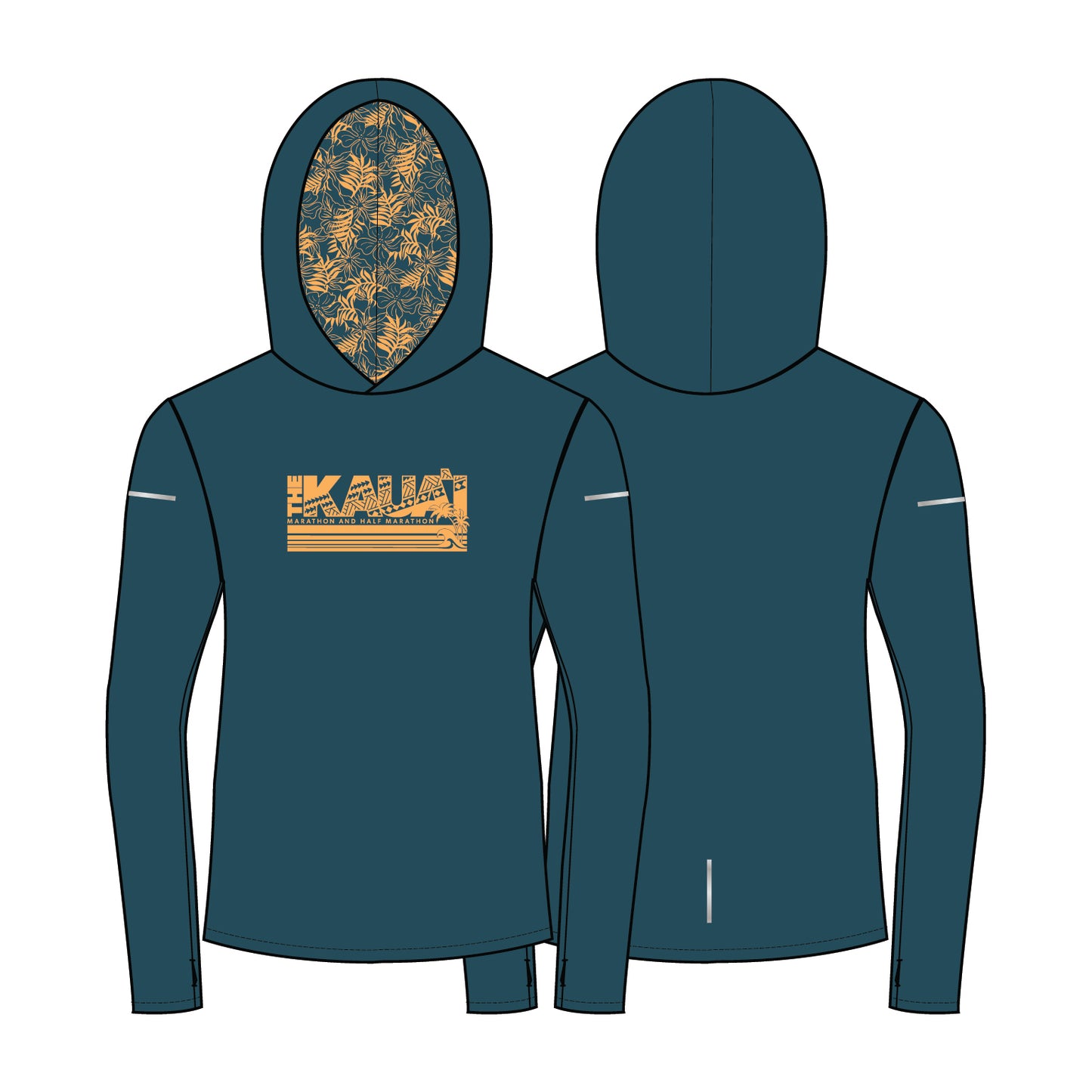 Women's Reflective Performance Base Layer Hoody - Blue/Tangerine Floral