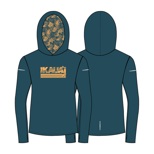 Women's Reflective Performance Base Layer Hoody - Blue/Tangerine Floral