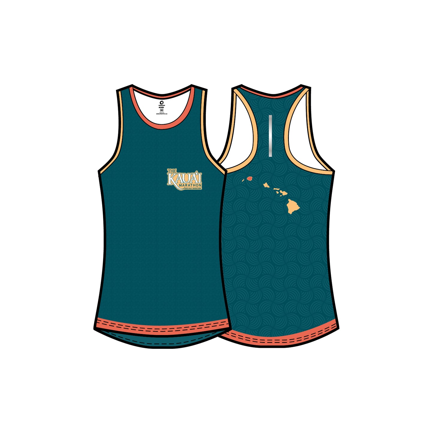 Womens Reflective Performance Tank - Teal Islands