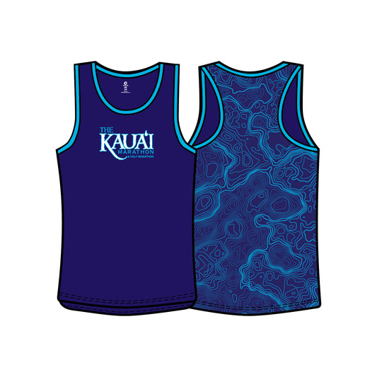 Mens Performance Tank Top - Blue Topo
