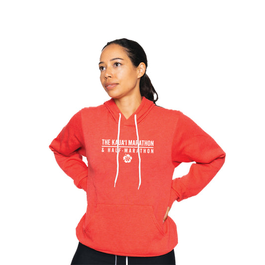 Pullover Hoody - Heather Red w/Hibiscus Design